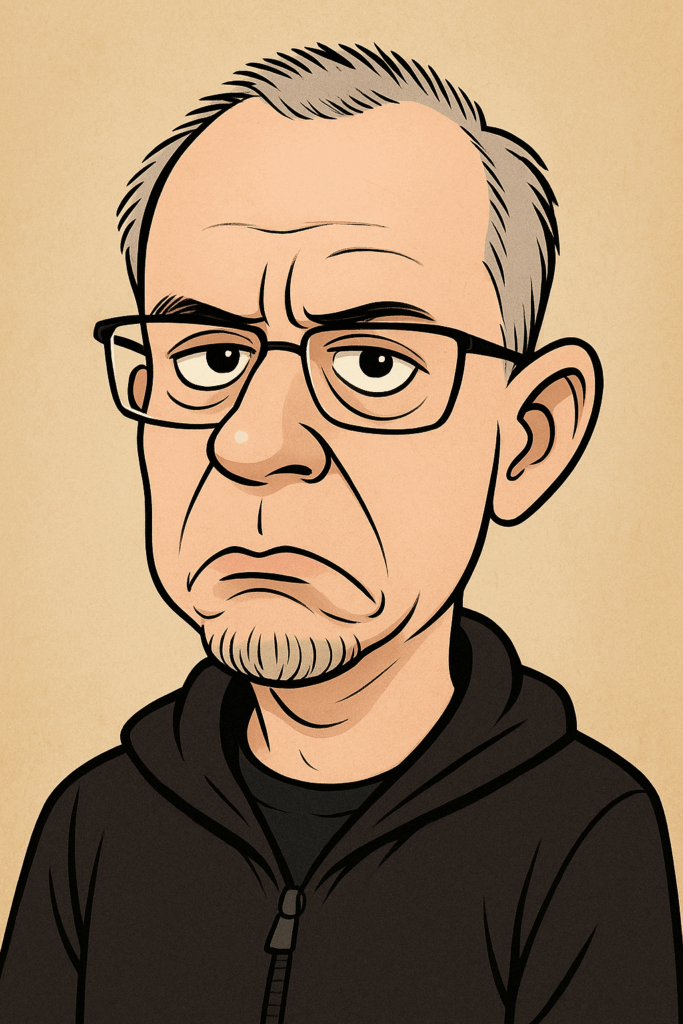 KI-generiert, Kariaktur eine Grumpy-Old-Man